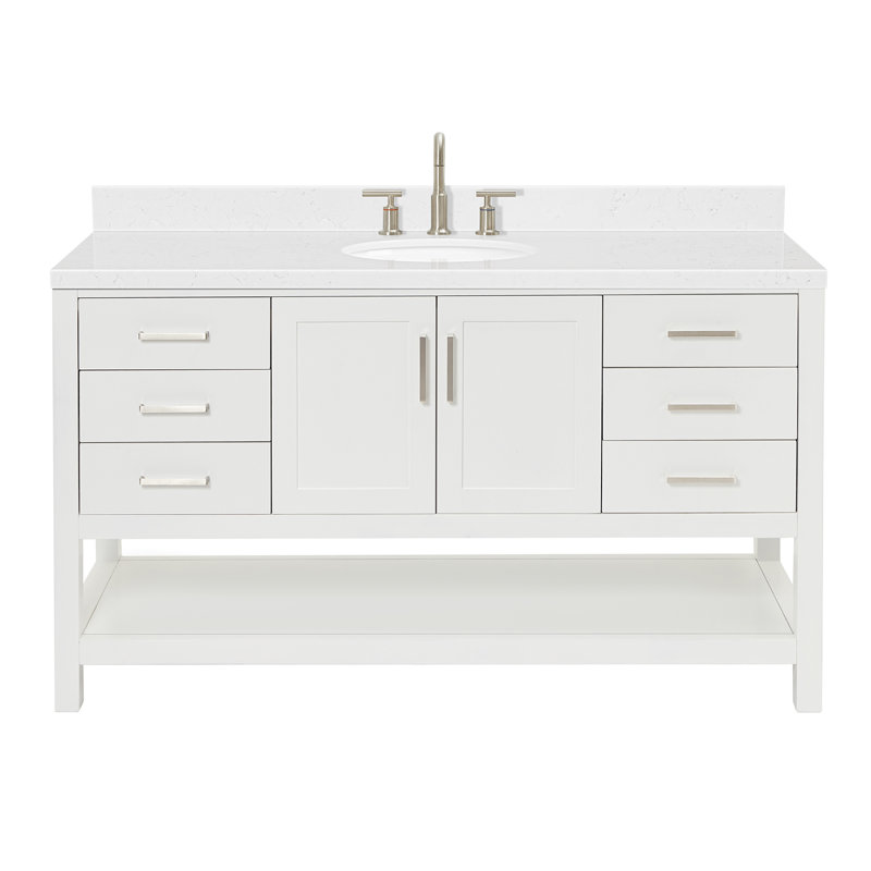 ARIEL Magnolia 60 Single Sink Bathroom Vanity with Top, White