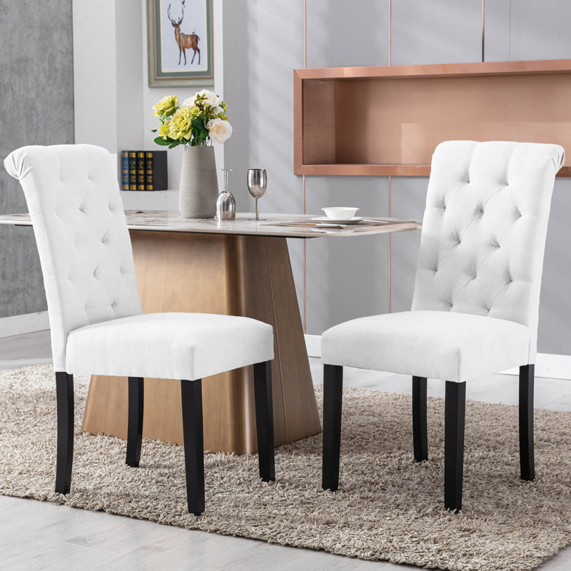 Barbagallo 19.5'' H Tufted Upholstered Parsons Chair, White Polyester