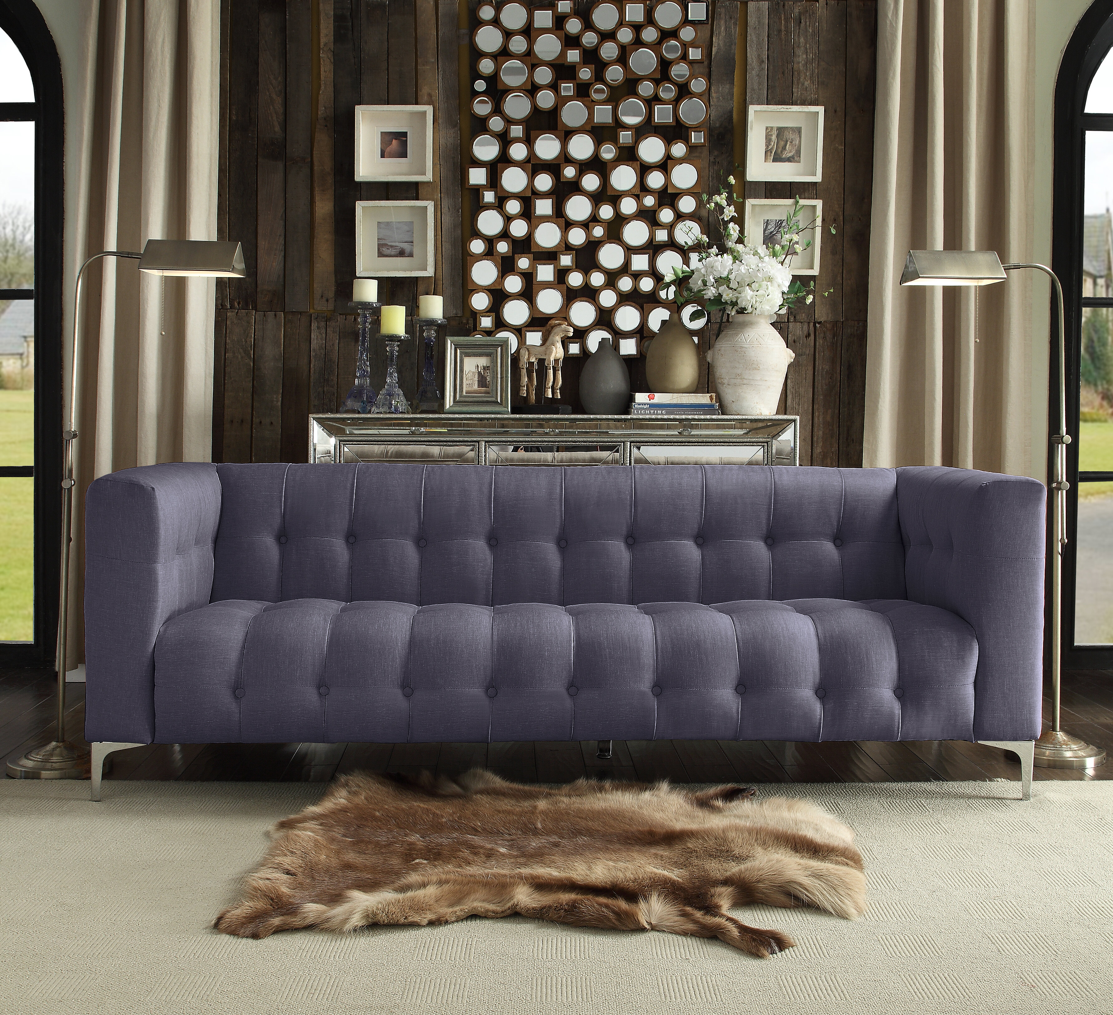 Kalexy Upholstered Sofa Rosdorf Park Fabric: Gray Velvet