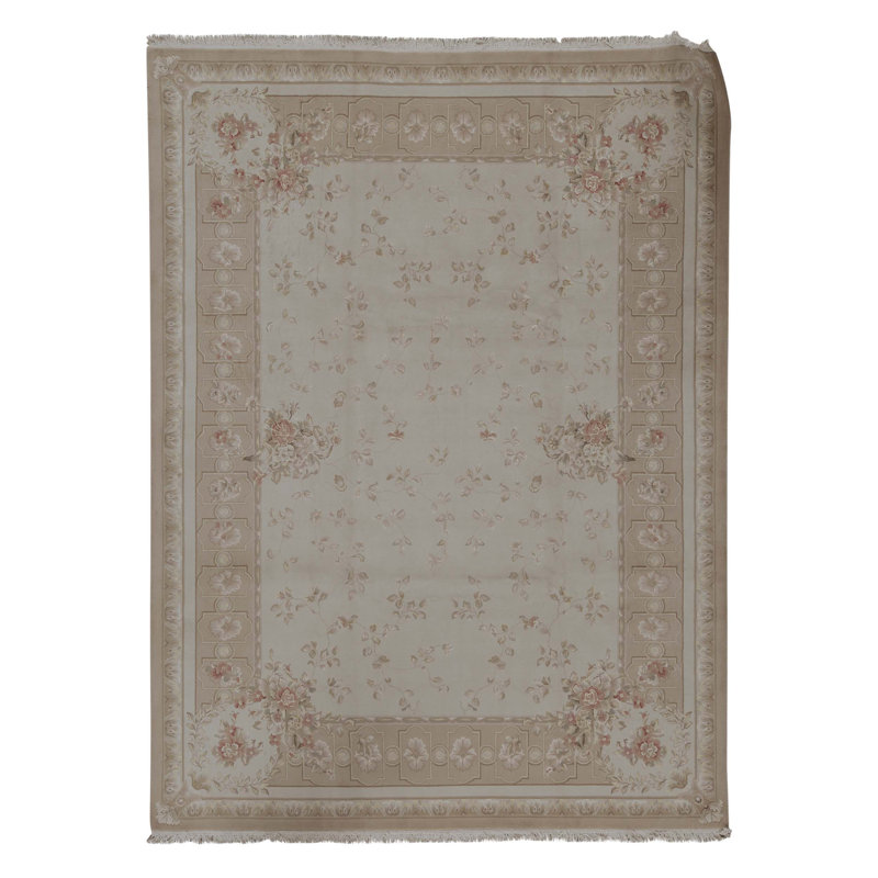 High-Quality Hand-Knotted Beige Area Rug