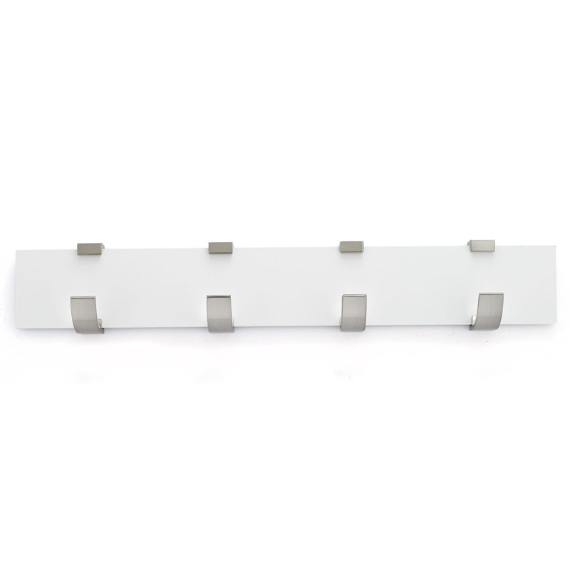 Porte-manteau mural contemporain, Blanc / Nickel Brossé