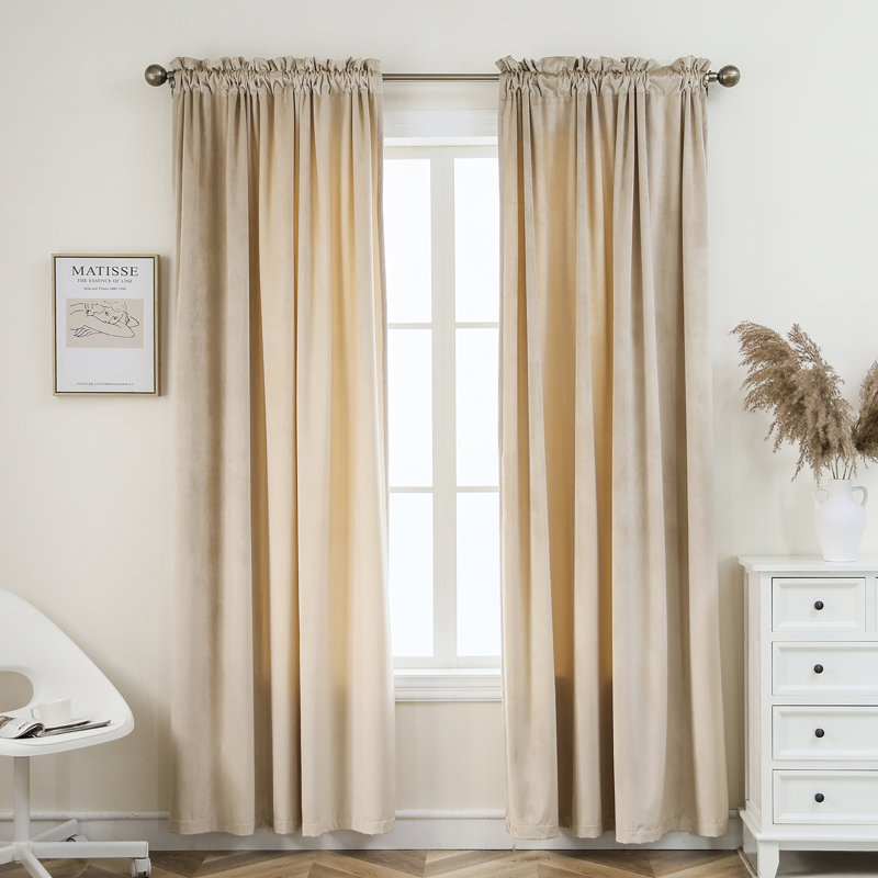 Florane Blackout Curtain Pair, Beige, 52" W x 95" L