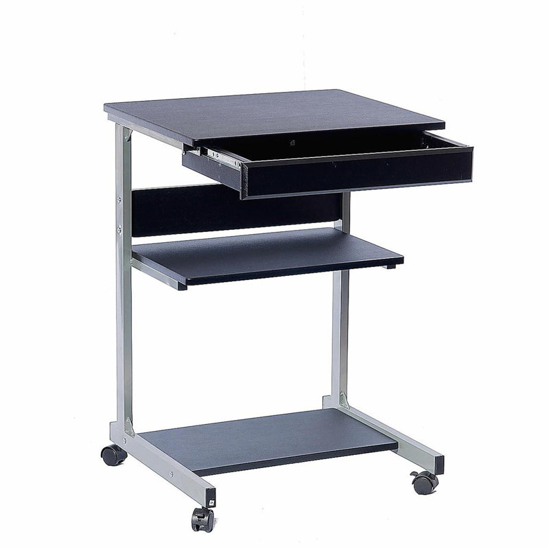 Plateau à roulettes gris graphite pour ordinateur portable avec rangement
