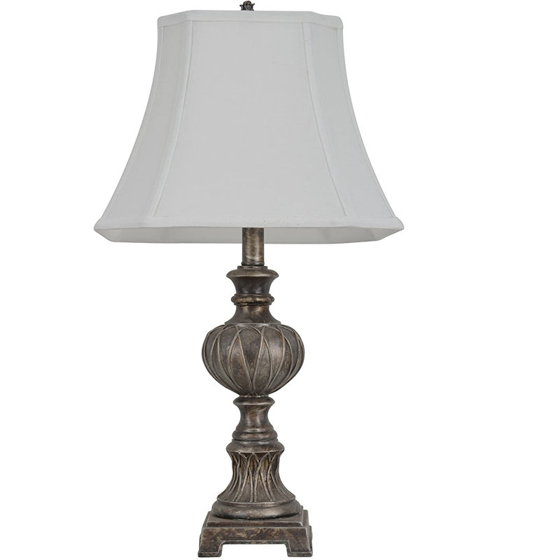Aranda Resin Table Lamp, Coffee Silvertone