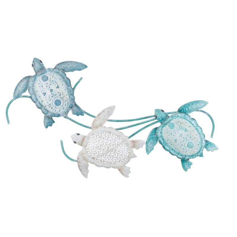 17 Inch 3 Sea Turtle Wall Decor Metal Wall Décor Standard