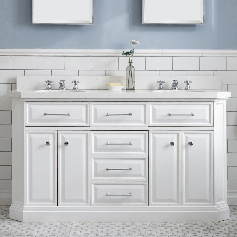 Palace 60'' W Double Vanity, Satin Gold, Monarch Blue