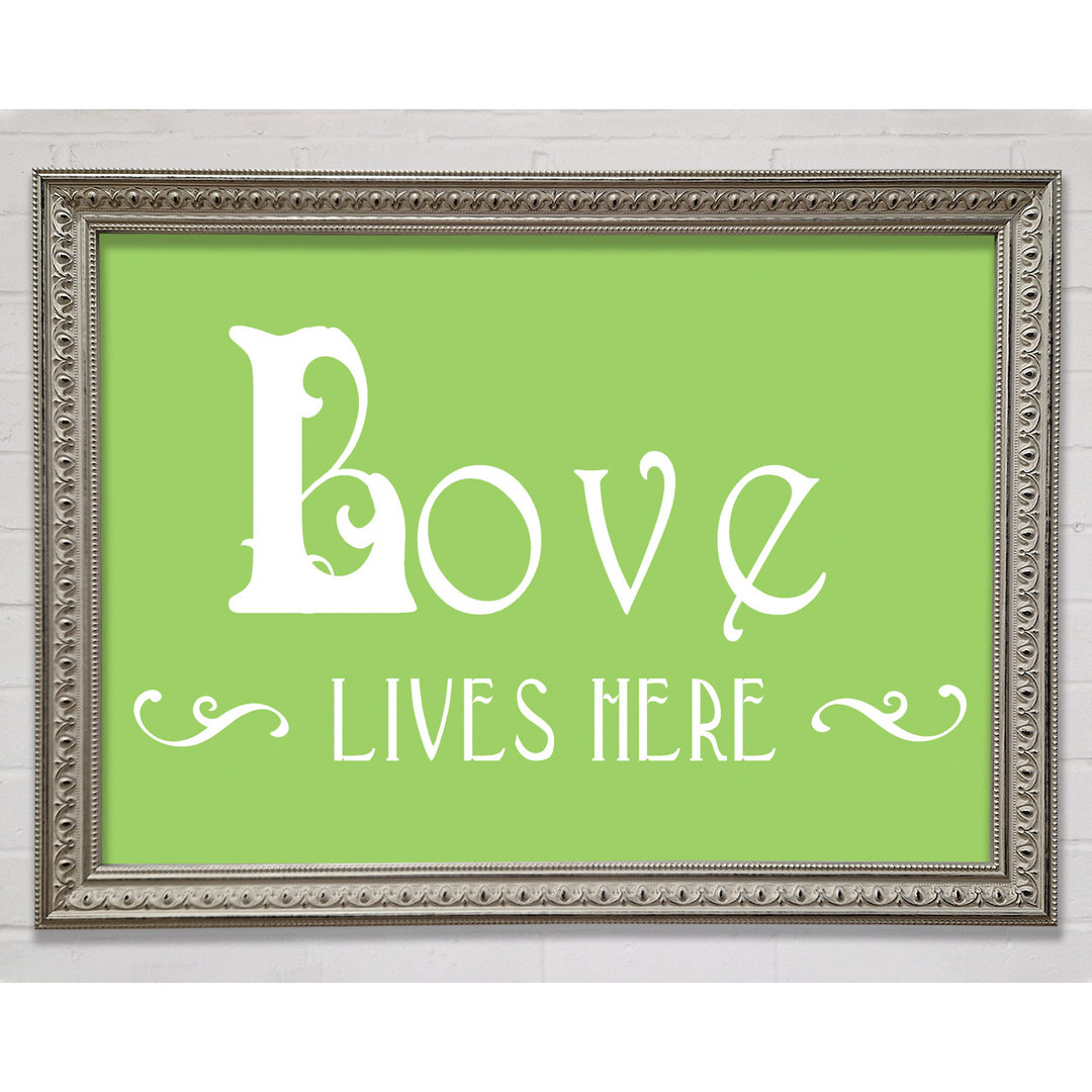 Vanleer Love Quote Love Lives Here Vines Beige Framed Print Wall Art