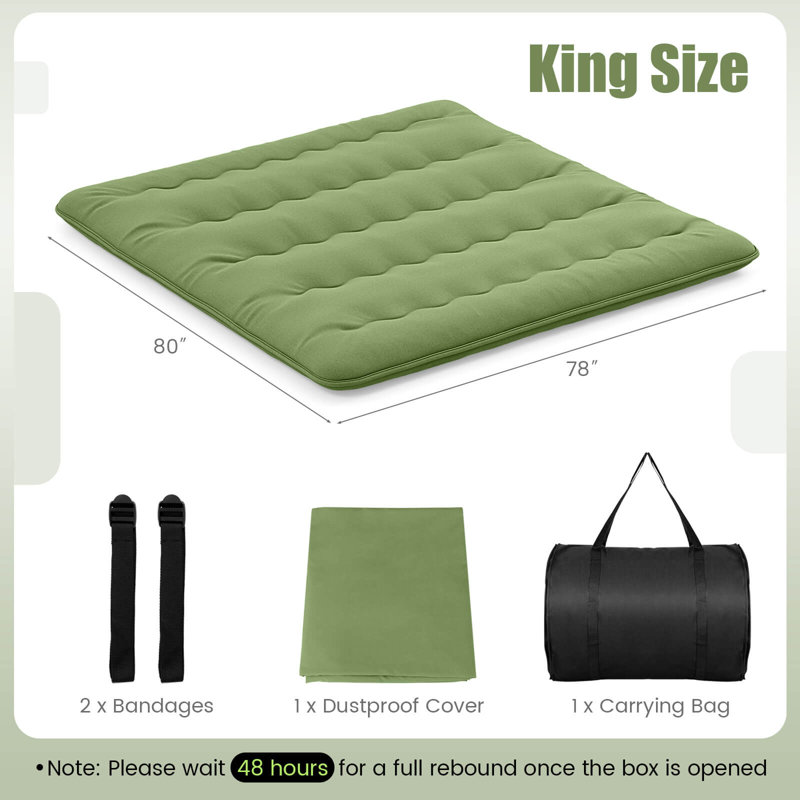 Housse de rangement pour matelas japonais, Vert