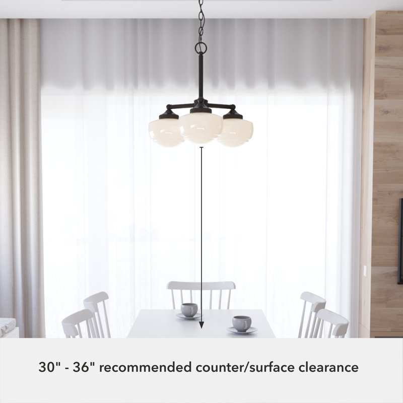Saddle Creek Noble Bronze 3-Light Schoolhouse Chandelier with Cased White Glass