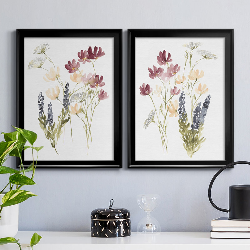 «Lobelia Garden I», ensemble de 2 impressions sur toile encadrées, H 30,5 po x l 22,5 po x P 1,25 po, Cadre noir