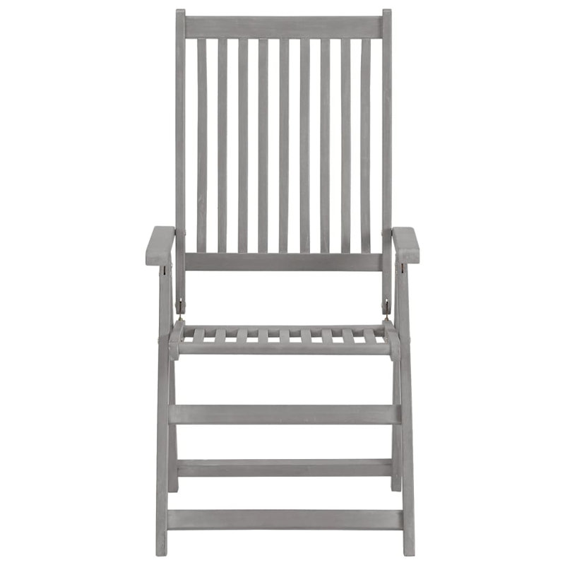 Ensemble de 4 chaises de jardin d'extérieur en bois d'acacia gris et crème avec coussins en polyester, Crème