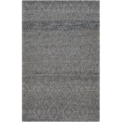Rectangle Argyle Polyester/Wool Area Rug in Black