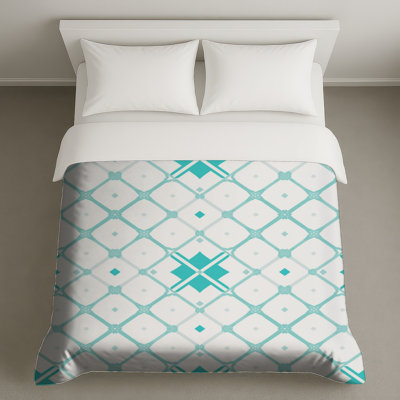 Housses de couette à motif treillis turquoise