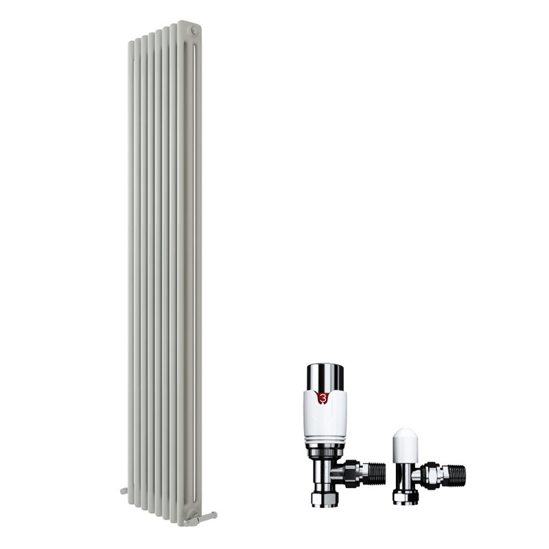iBathUK Radiator + Angled Valve, White, 1800cm H x 380cm W x 100cm D, 3