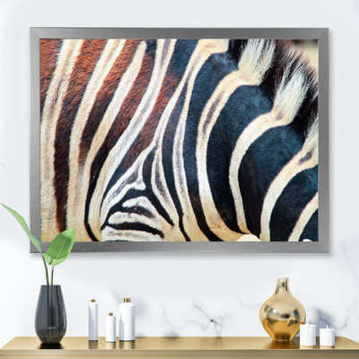 Détail des lignes de zèbre noir et blanc I - reproduction sur toile