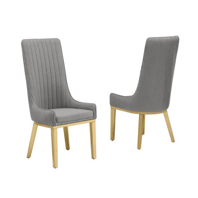 Tall Pleated Back Side Chairs With Teddy Fur Fabric