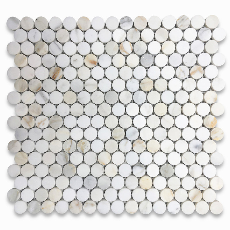 Carreau de mosaïque en marbre 12 po x 11 po Calacatta, Gris clair