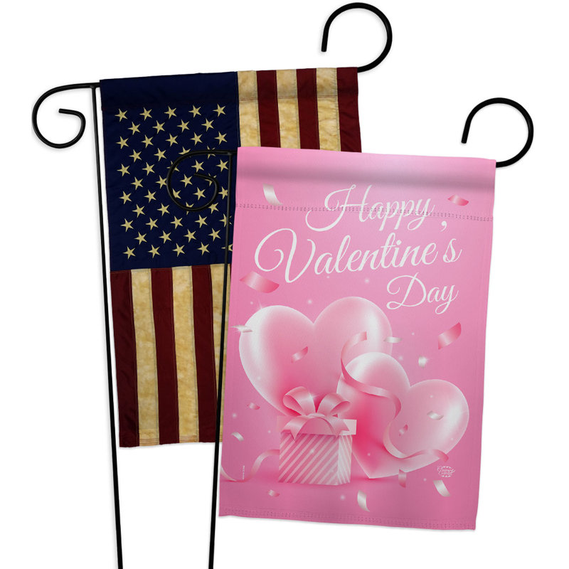Drapeau de jardin en polyester à 2 côtés 1 pi 5 po x 1 pi Valentines
