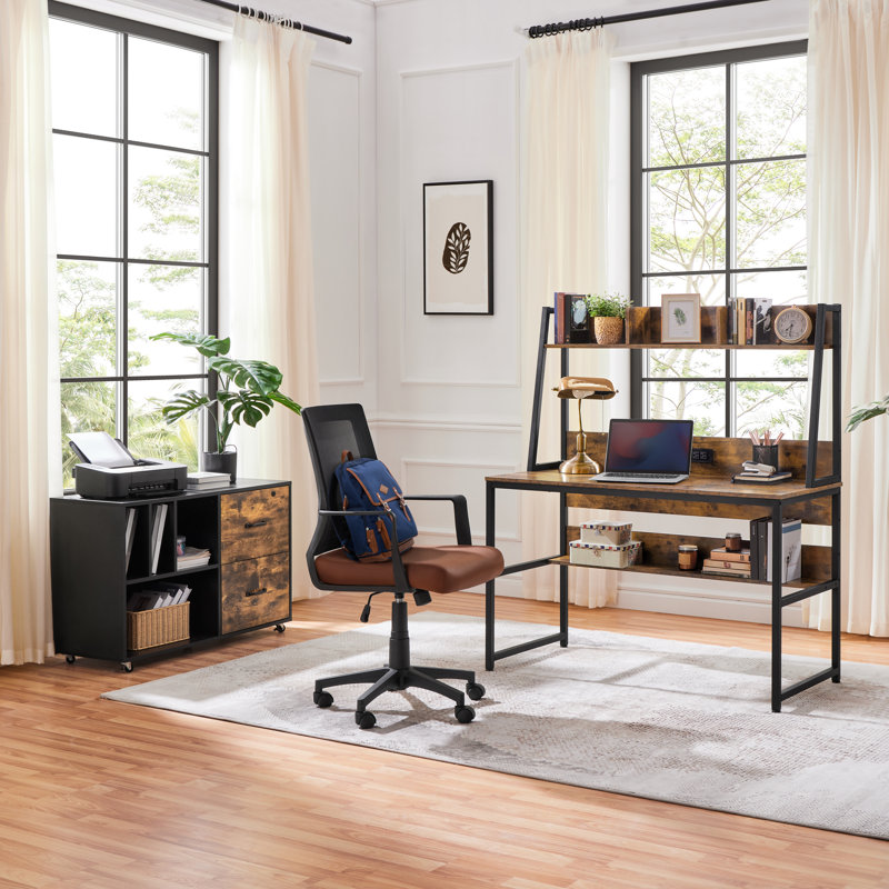 Fauteuil lombaire pivotant à dossier moyen Office, Brun
