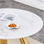 pouces de table de salle à manger ronde en pierre brûlée avec base en acier inoxydable et ensemble de chaises en polyuréthane 4 pièces-56858410