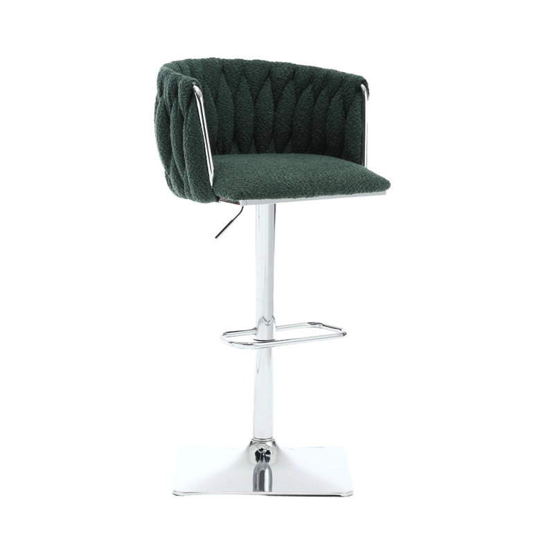 Dalicia Swivel Upholstered 65.02cm Counter Stool with Metal Frame, Emerald