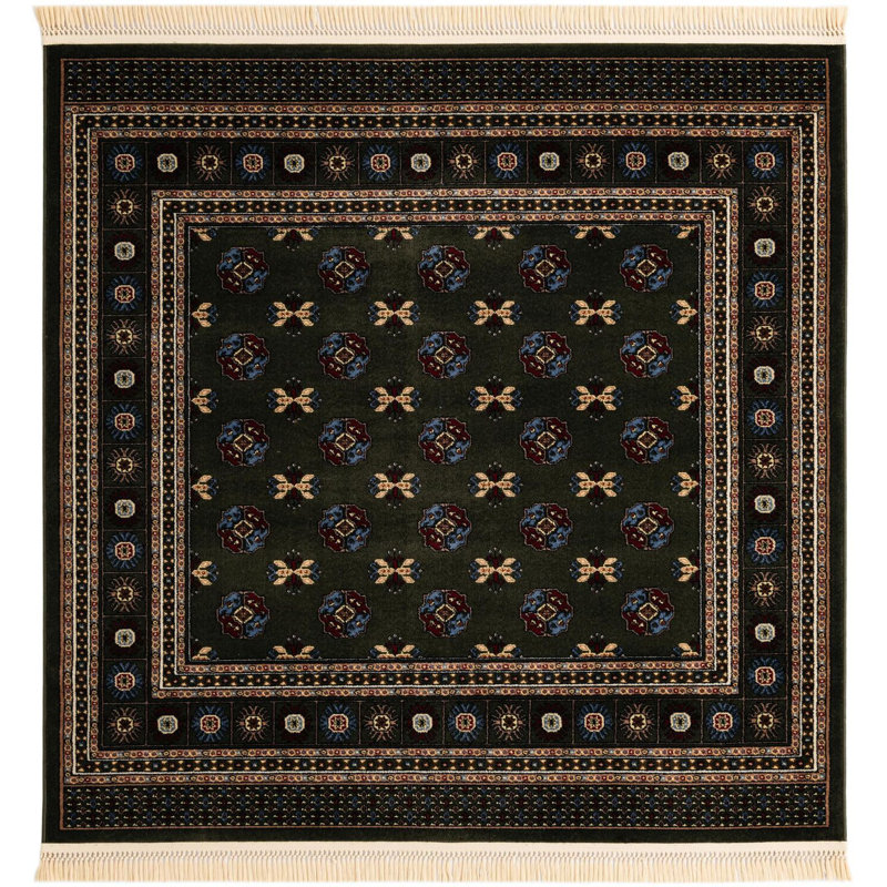 Tapis traditionnel Hinshaw vert foncé, Carré 6 pi 1 po
