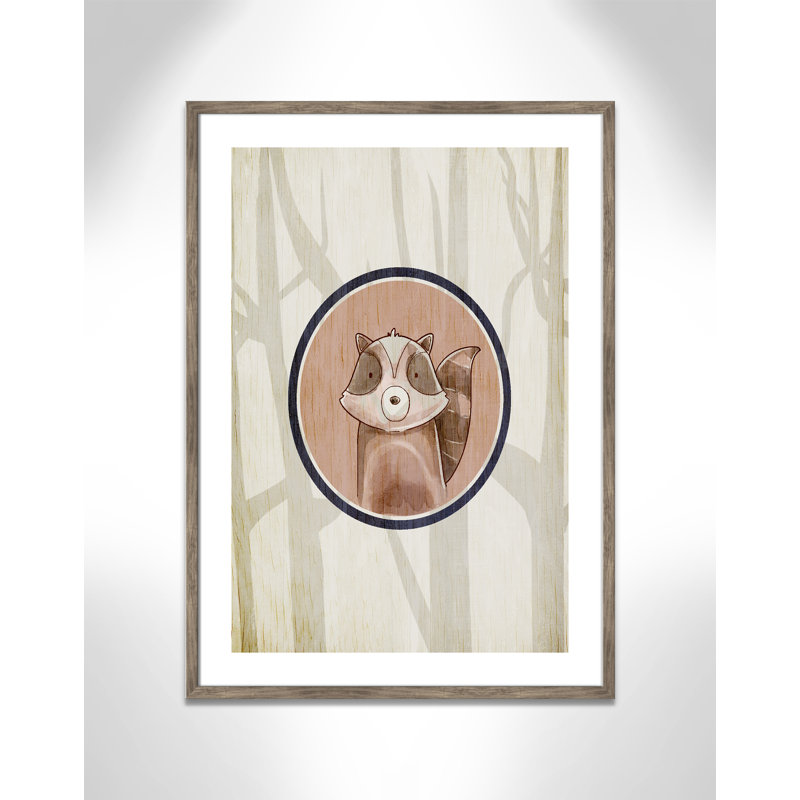 Animaux de la forêt, impression sur papier 1 pi, H 34,5 po x l 24,5 po x P 1,18 po, Encadré de boîte de grange gris