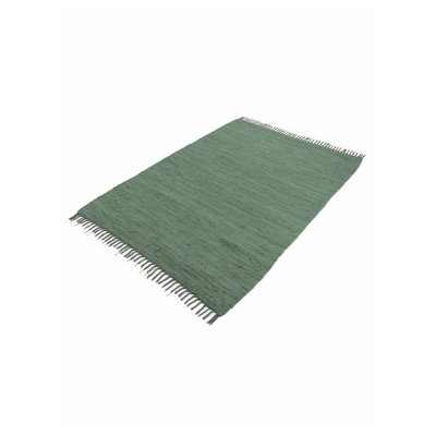 Chindi Uni Solid Colour Hand Crafted Hand Braided Green Area Rug