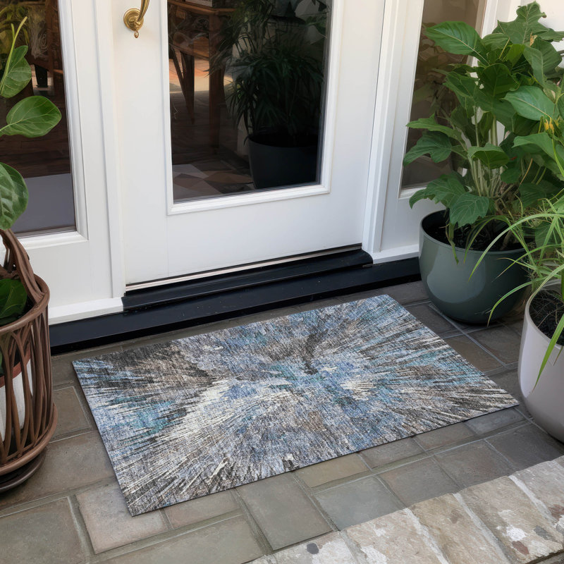 Machine Washable Indoor/Outdoor Pablo ACN2283 Abstract Rug, Rectangle 1 pi 8 po x 2 pi 6 po