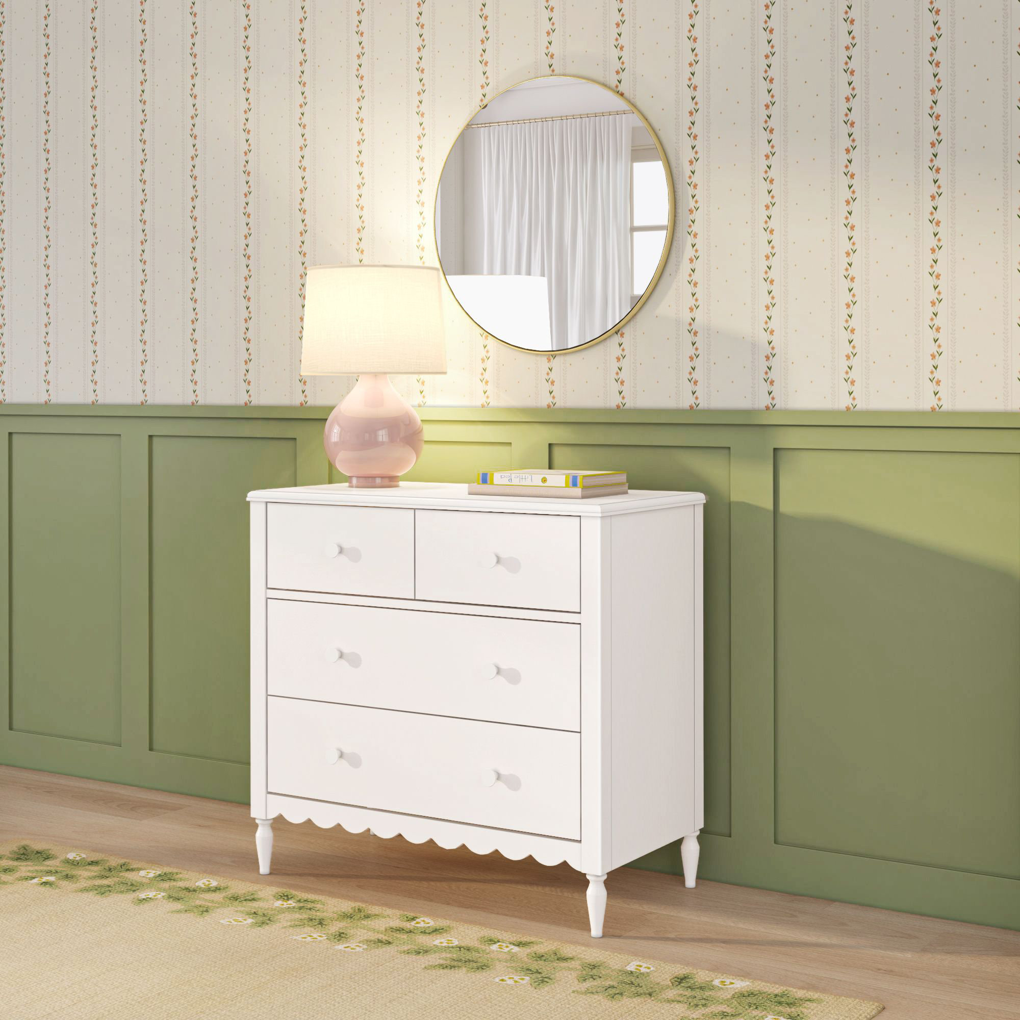 Charlotte 4 Drawer Dresser, Pecan, Linen White