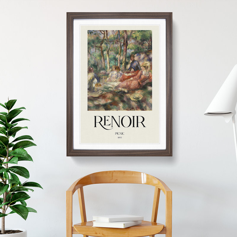 Picnic by Pierre-Auguste Renoir - Picture Frame Painting, 36cm H x 27cm W x 2cm D, Walnut