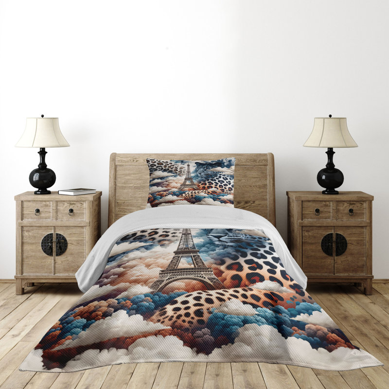 Polyester Animal Print Coverlet, Twin Coverlet + 1 Standard Shams