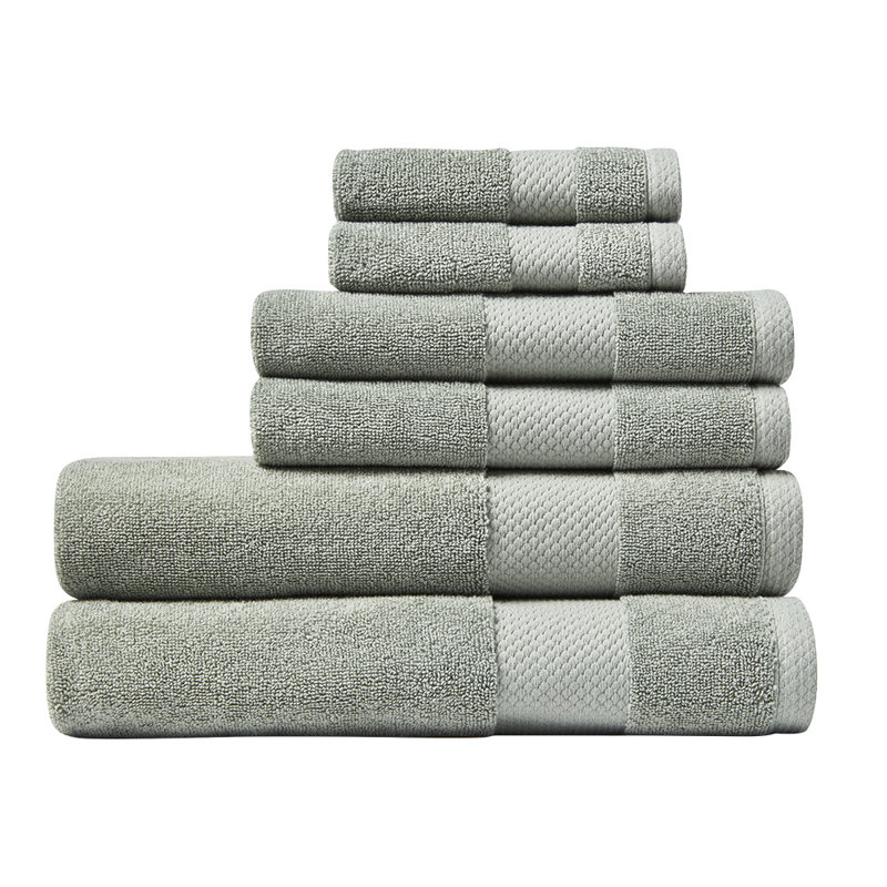 Lacoste Heritage 6PC Cotton Bath Towel Set, 100% Supima Cotton, Micro-Fresh® Anti-Microbial, Aloe