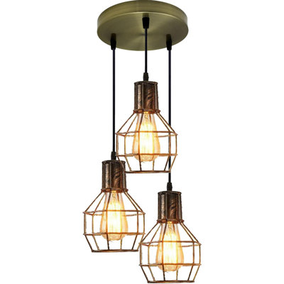 3 - Light Green Brass Caged Pendant