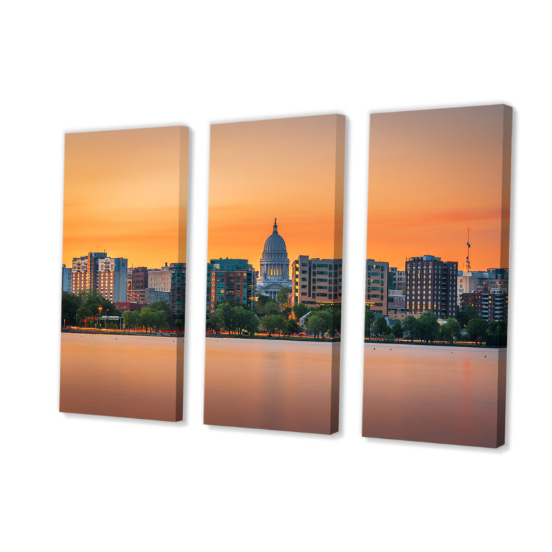 Madison Wisconsin, impression sur toile, 3 pièces, H 28 po x l 36 po x P 1 po