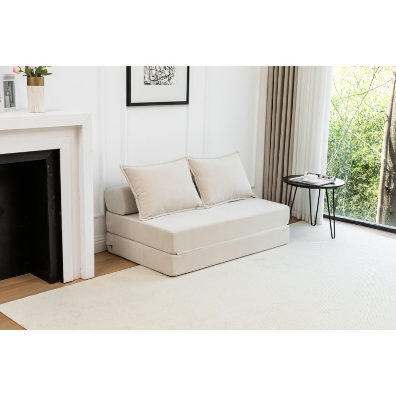 Lit pliable avec coussin, taille simple, polyvalent pour le bureau à domicile, housse en velours côtelé, siège mi-moelleux, mousse haute, salon avec espace de rangement