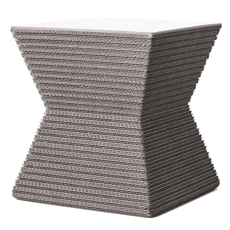 Tabouret décoratif Hetzel, Gris / panneau de fibres à densité moyenne blanc