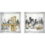 New York Skyline I, pont jaune encadré sur papier, ensemble de 2 pièces