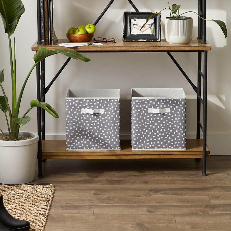 Ensemble de cubes en tissu français à petits pois, H 13 po x l 13 po x P 13 po, gris