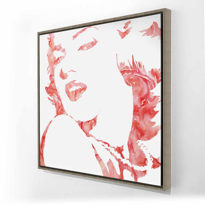 Glamour Marilyn Monroe, toile blanche à fleurs - Décoration intérieure, H 25,25 po x l 25,25 po
