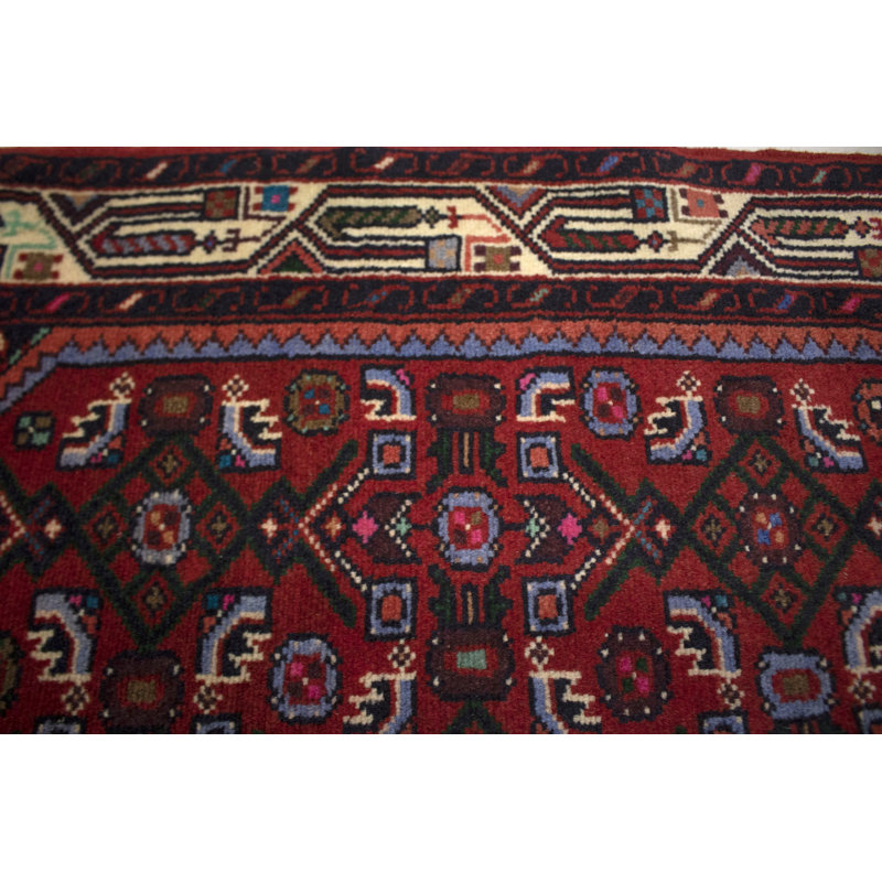 One-of-a-Kind Rectangle 3'7" X 5'4" 1990s Wool Area Rug in Red/Beige/Black