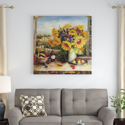 " Sunflowers With Fruit And Wine II " by Hong