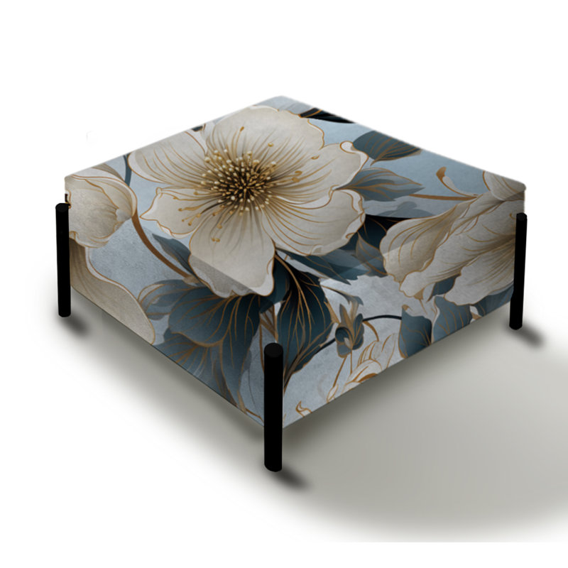 Contemporary Floral Elegance Cottage Collage II - Grand repose-pieds carré floral