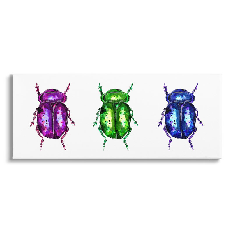 «Three Beetle Bugs On Canvas» par Sebastian Grafmann, impression, H 17 po x l 40 po x P 1,5 po