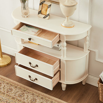 Console blanche en bois massif