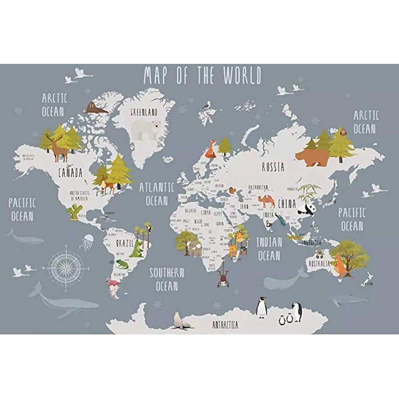 Papier peint carte du monde des aventuriers, L 60 po x L 36 po