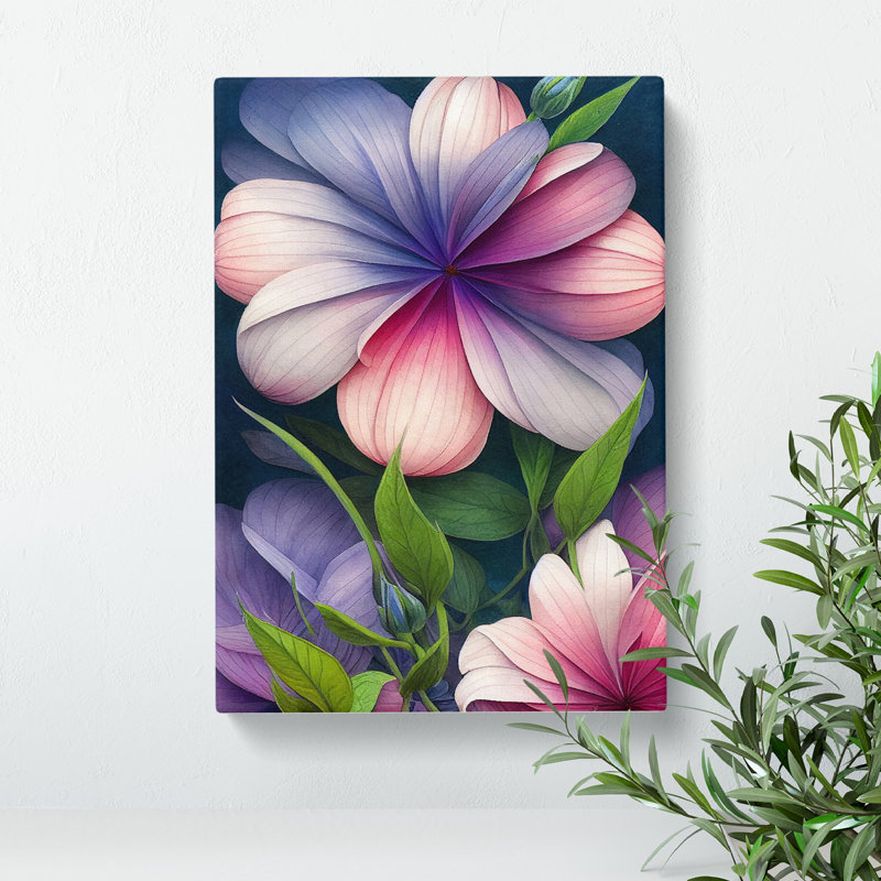Blooming Flowers - Wall Art, Wrapped Canvas, 50cm H x 35cm W x 3cm D, No Matte