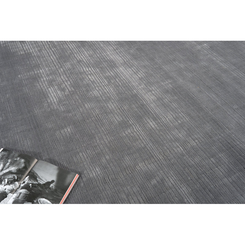 Cavallo Modern handloomed Nylon/Wool Silver Area Rug, Dark Gray, Rectangle 2' x 3'