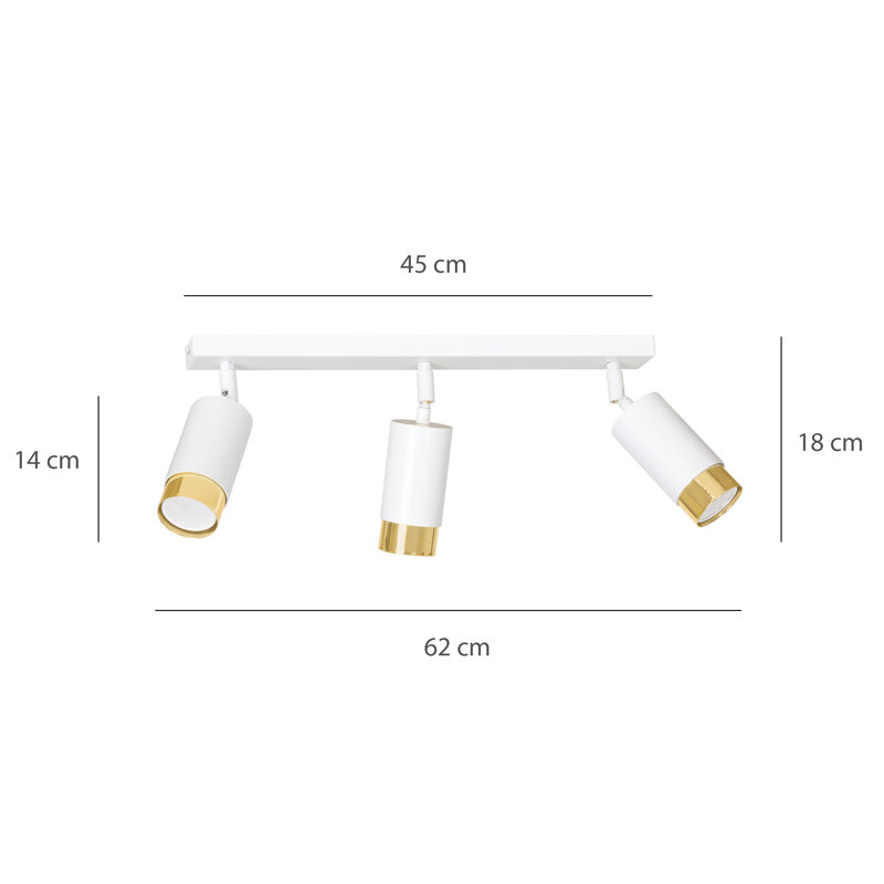 Cromwell 62cm 3 -Light Track Kit, White, Gold