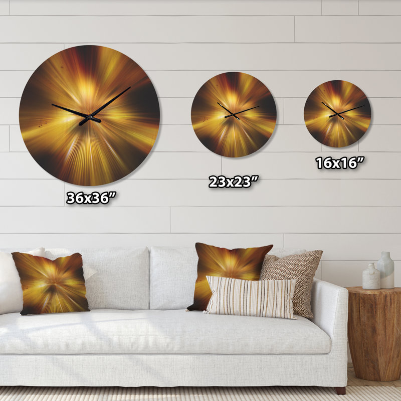 Explosion de teinte dorée - horloge murale moderne en bois, Très grand